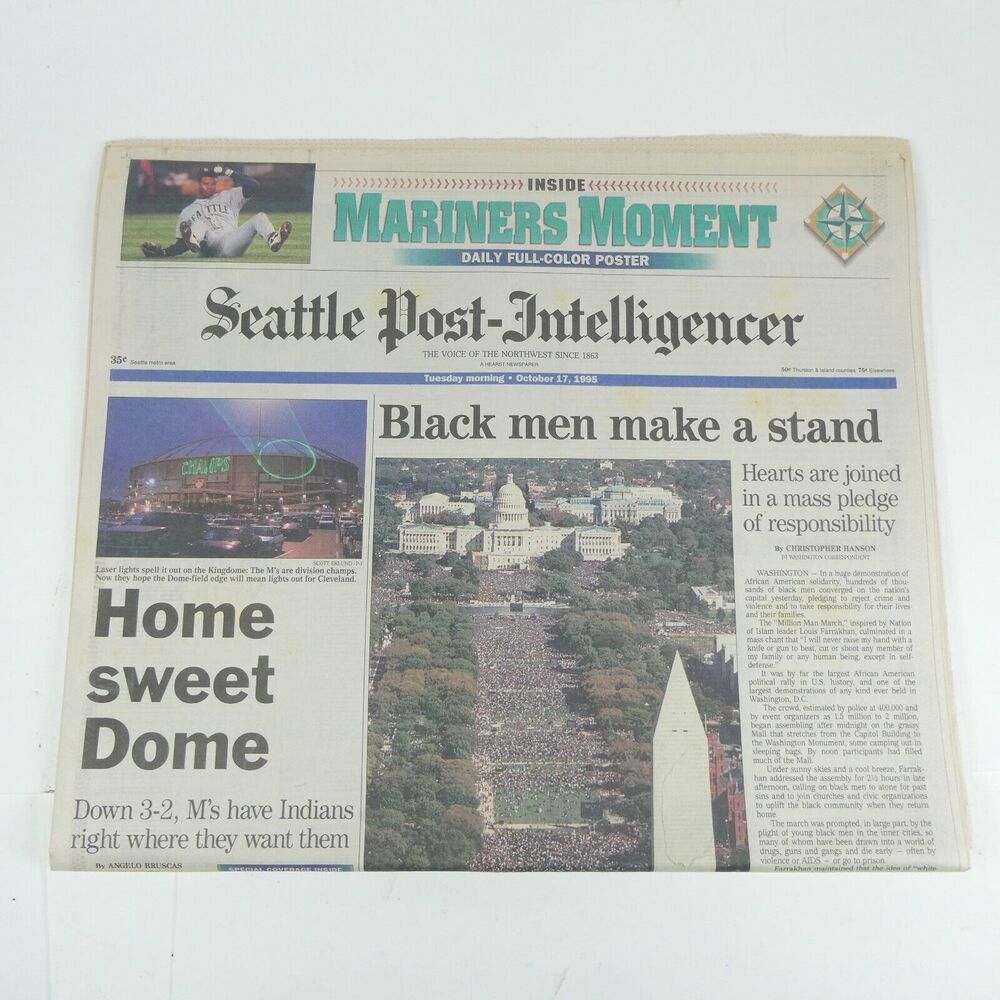 Seattle Post-Intelligencer Newspaper Issue October 17 1995 Mariners Playoffs